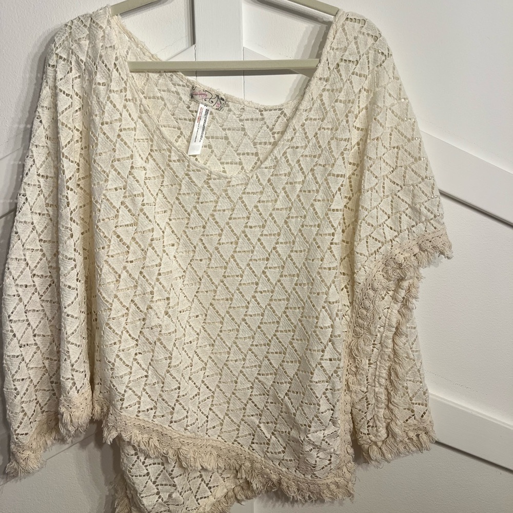 Free People Cream Lace Top